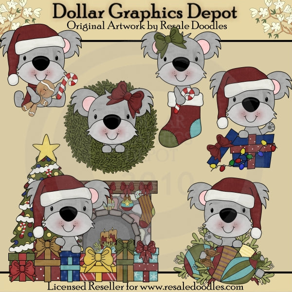 Christmas Koalas - Clip Art