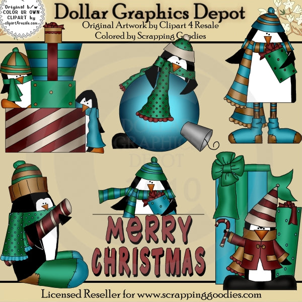 Christmas Penguins 1 - Clip Art