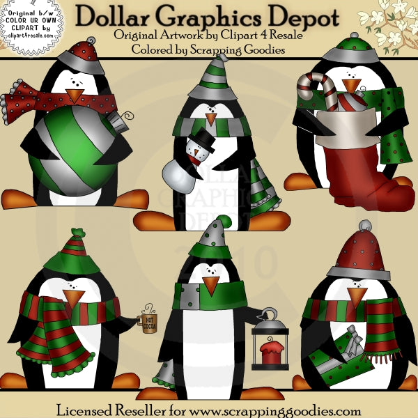 Christmas Penguins 2 -Clip Art