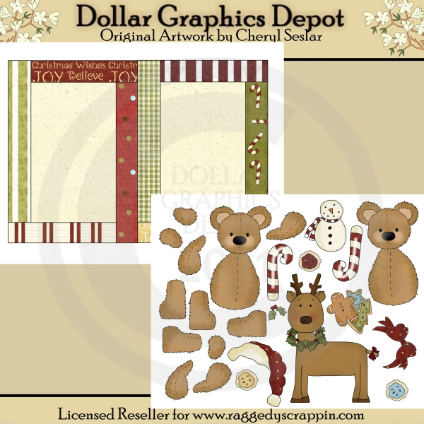 Christmas Time Bears - Paper Piecing and Card Set