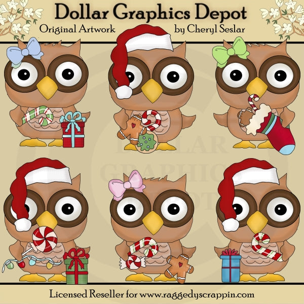 Christmas Wishes Owls - Clip Art