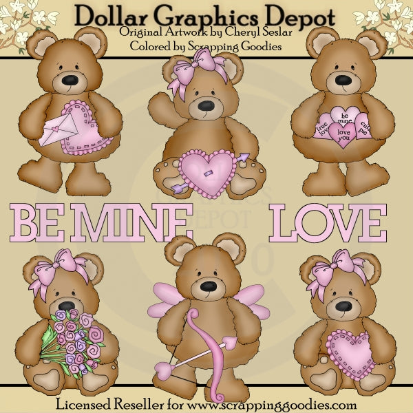 Chubby Bears In Love - Clip Art