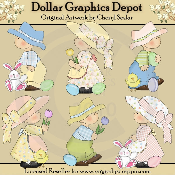 Country Kids - Easter Time - Clip Art