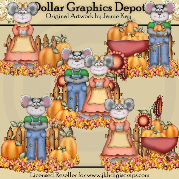 Country Mice - Fall - Clip Art