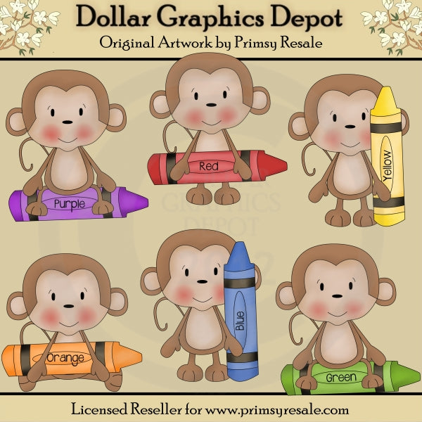 Crayon Monkeys - Clip Art
