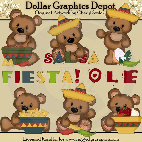 Cuddle Bears - Fiesta - Clip Art