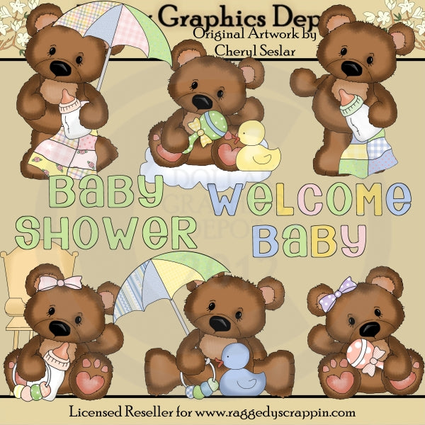 Cuddle Bears - New Baby - Clip Art