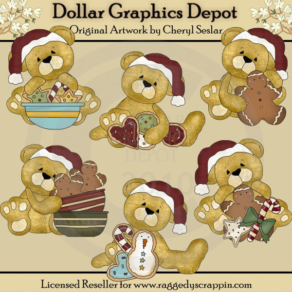 Cuddly Bears - Christmas Cookies - Clip Art