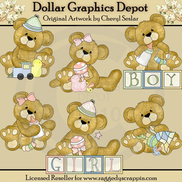 Cuddly Bears - Sweet Babies - Clip Art