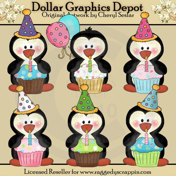 Cupcake Penguins - Clip Art