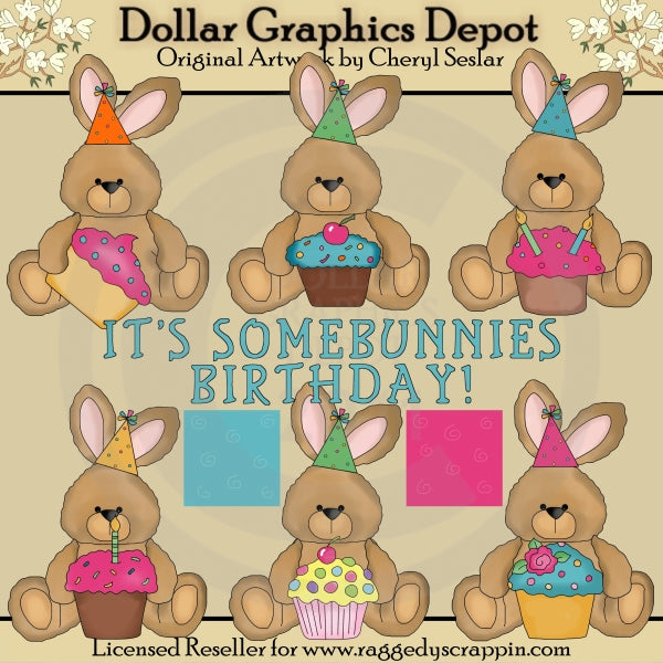 Cute Birthday Bunnies - Clip Art