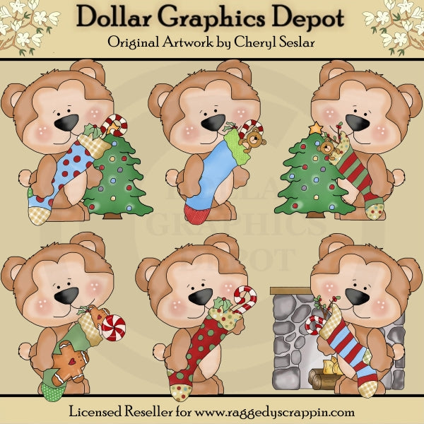 Cutie Bear - Christmas Time - Clip Art