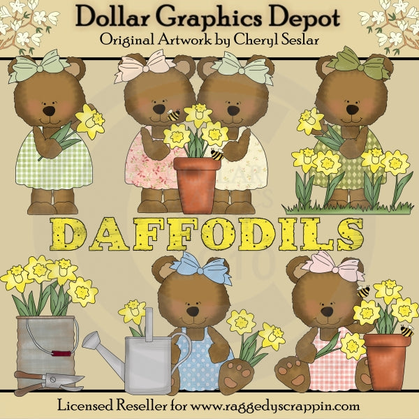 Daffodil Bears - Clip Art - DCS Exclusive