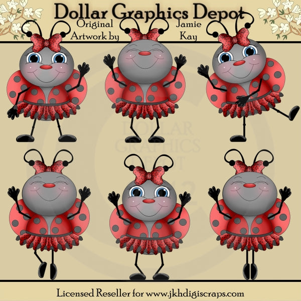 Dancing Ladybugs - Clip Art
