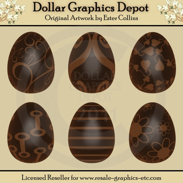 Dark Chocolate Eggs - Clip Art