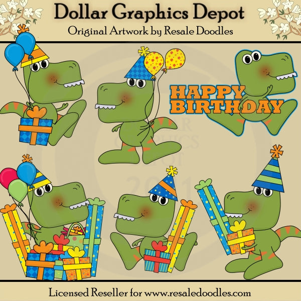 Dino-Roar Birthday - Clip Art