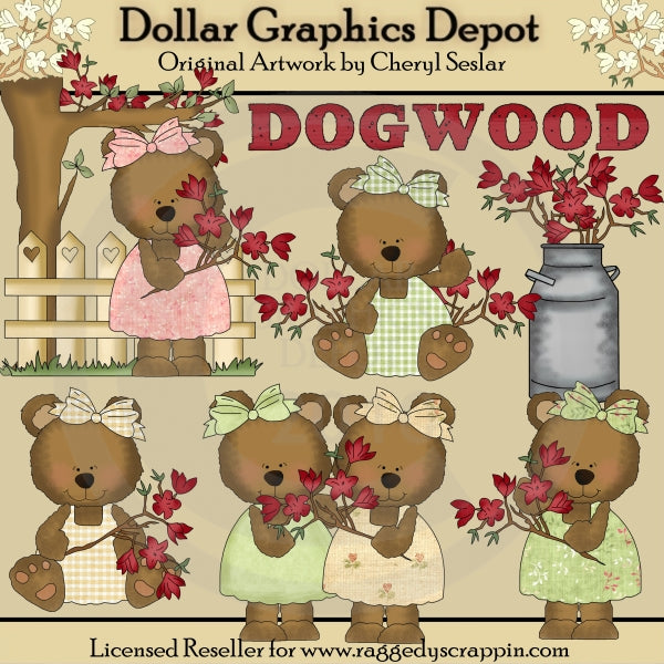 Dogwood Bears - Clip Art - DCS Exclusive
