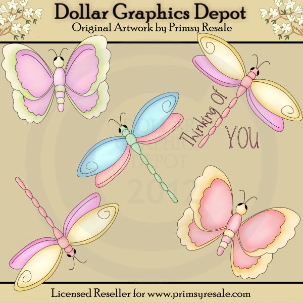 Dragonflies and Butterflies - Clip Art