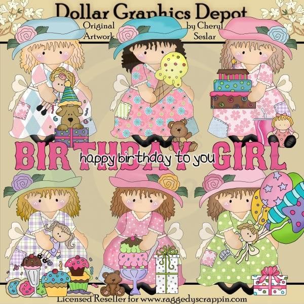 Dress Up Darcy - Birthday Girl - Clip Art