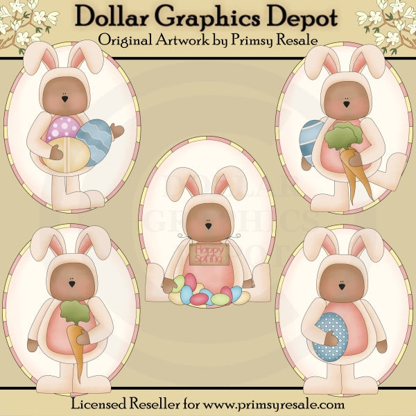 Easter Bunny Bears - Ovals - Clip Art