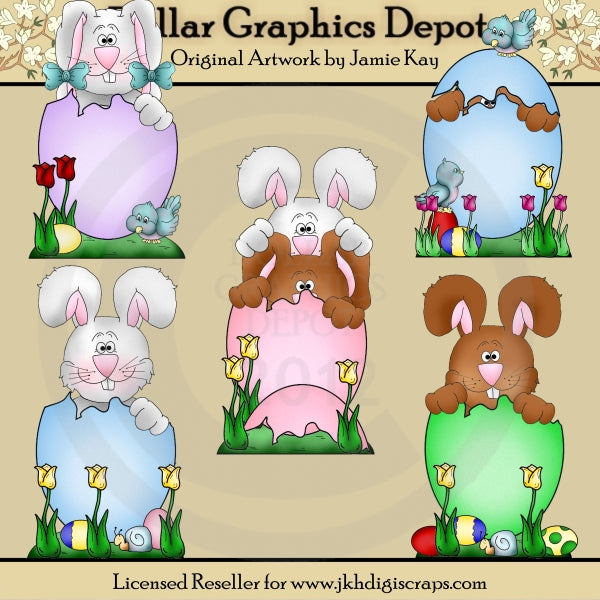 Easter Egg Bunnies - Clip Art
