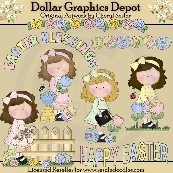 Easter Girls - Clip Art