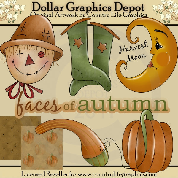 Faces of Autumn - Clip Art
