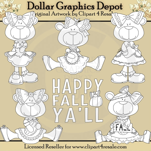 Fall Bears - Digital Stamps - *DCS Exclusive*