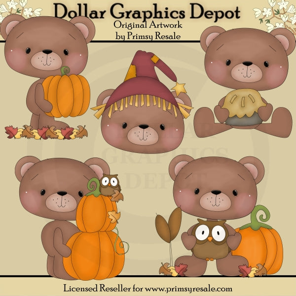 Fall Bears 2 - Clip Art