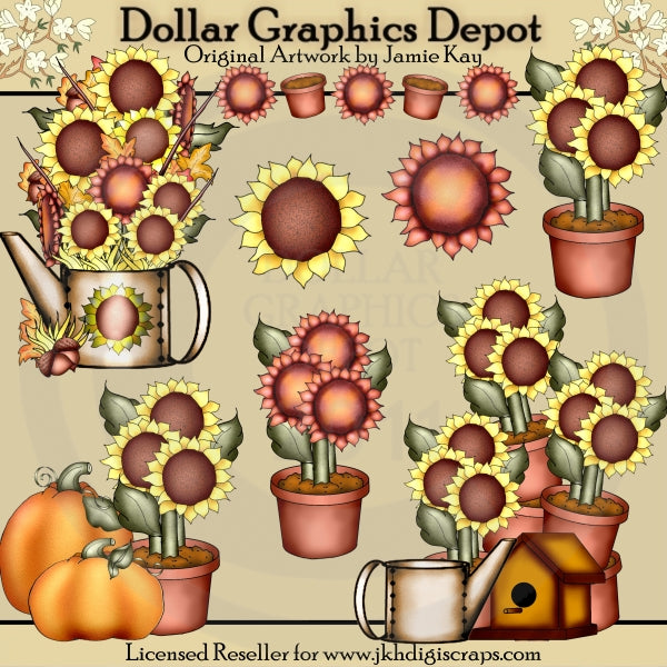 Fall Sunflowers - Clip Art