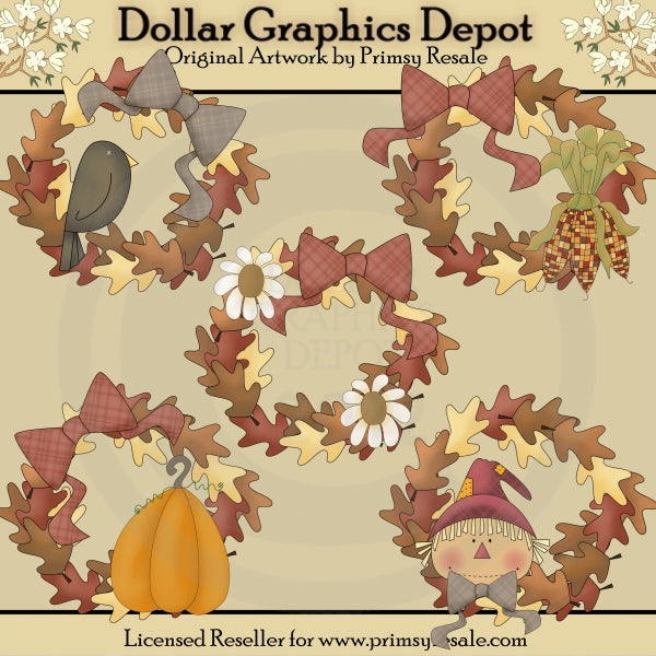 Fall Wreaths - Clip Art
