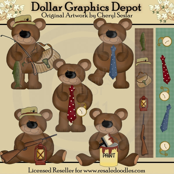 Father's Day Bears - Clip Art