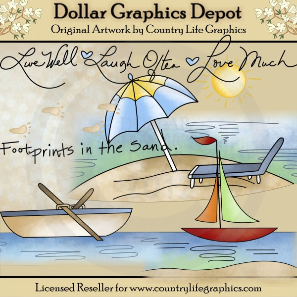 Footprints In The Sand - Clip Art