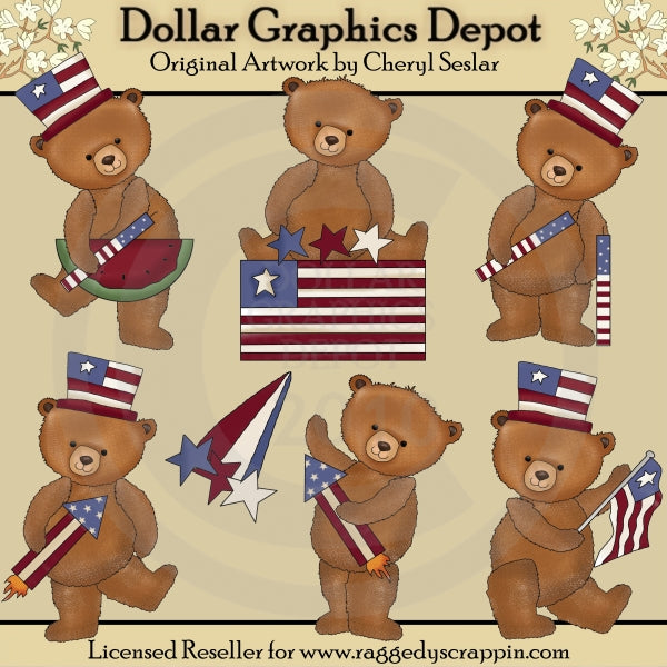 Fourth of July Bears - Clip Art