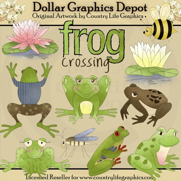 Frog Crossing - Clip Art