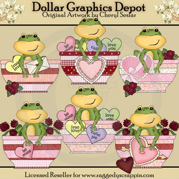 Cuencos Froggy Valentine - Clipart