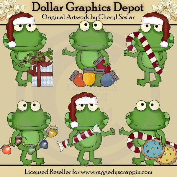Funny Frogs - Christmas - Clip Art