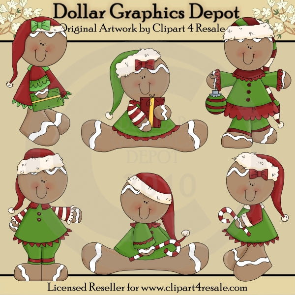 Gingerbread Elves - Clip Art - DCS Exclusive