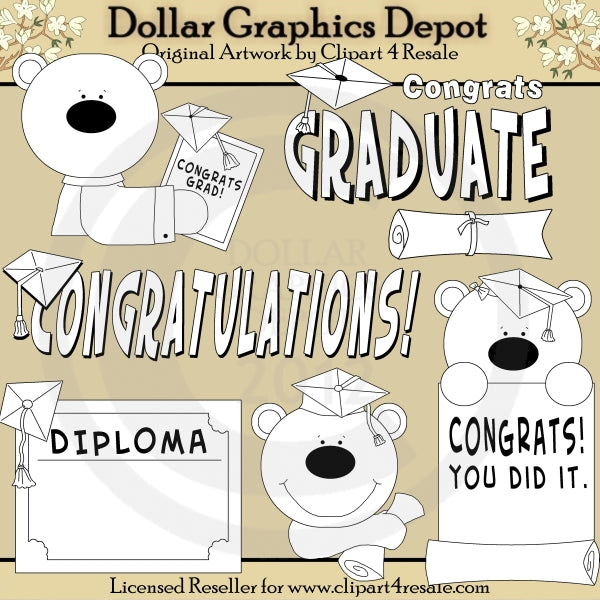 Graduation Bears - Digital Stamps