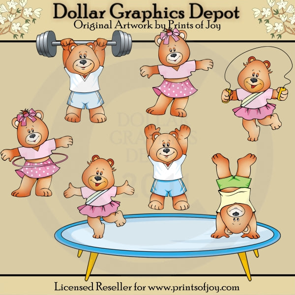 Gymnastic Bears - Clip Art