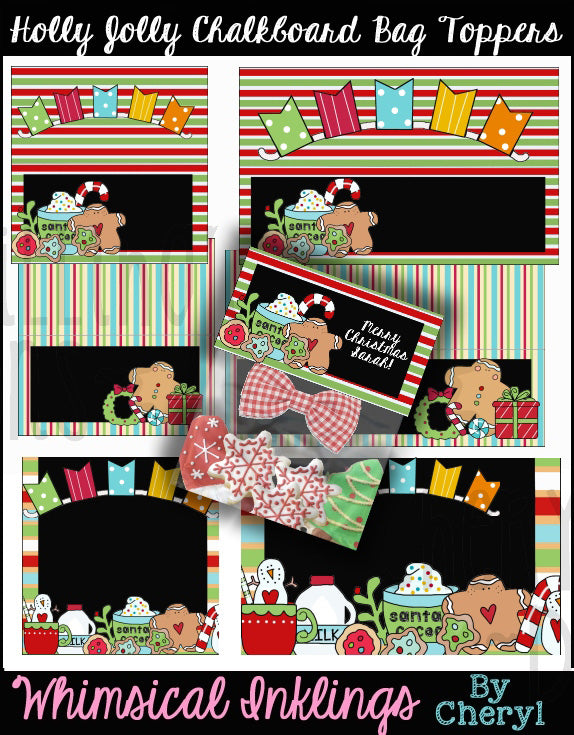 Holly Jolly Chalkboard Bag Toppers