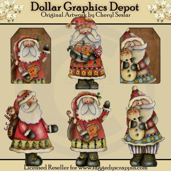 Babbo Natale dipinto a mano - ClipArt