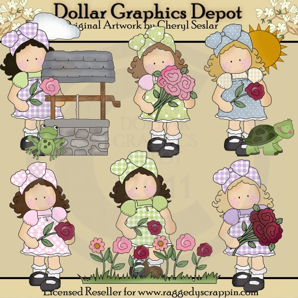 Hannah and Friends - Spring Day - Clip Art