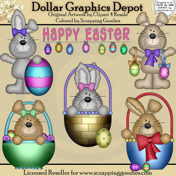 Happy Easter Bunnies - Clip Art