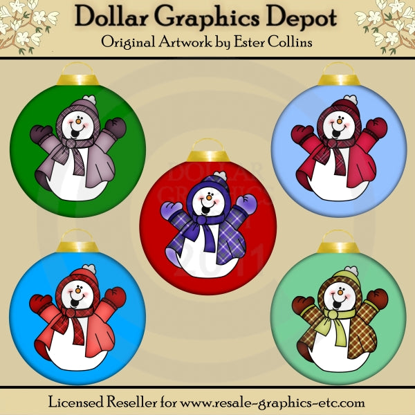 Happy Snowmen Ornaments - Clip Art