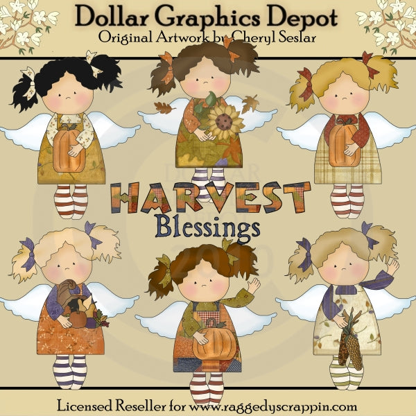 Harvest Blessing Angels - Clip Art - DCS Exclusive