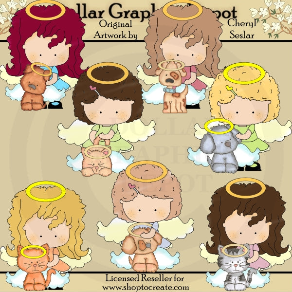 Heavenly Angels and Pets - Clip Art