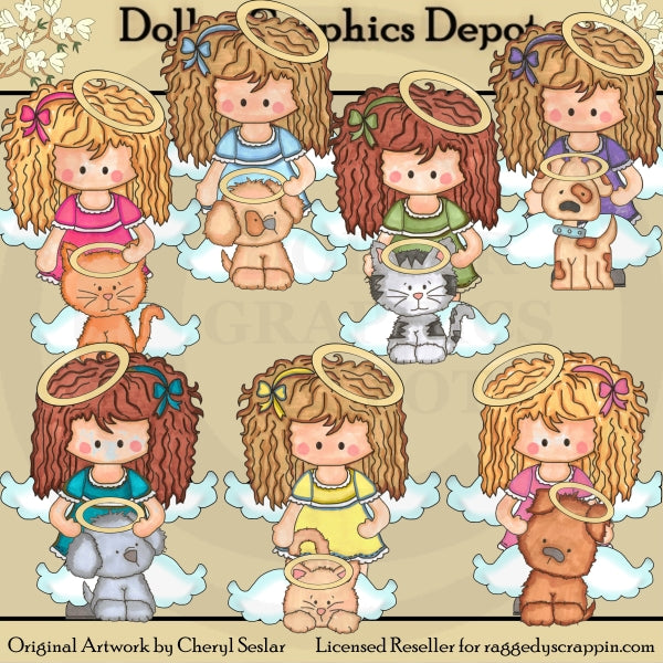 Heavenly Angels and Pets 1 - Clip Art