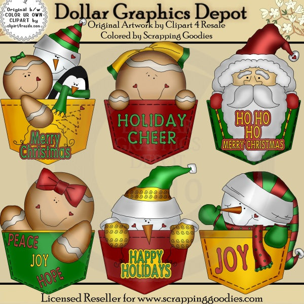 Bolsillos navideños - Clipart