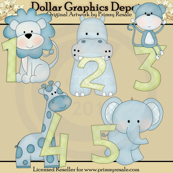 Jungle Baby Boy Numbers - Clip Art